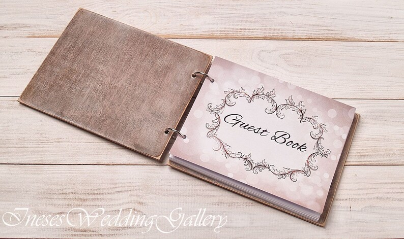 Wedding Guest Book, Personalized Rustic Book, Custom Wood Alternative GuestBook, Wedding Advice Book, Engraved Photo Album, Gift for Couple image 2