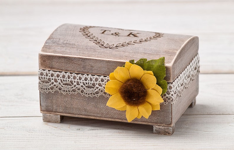 Sunflower Wedding Box Sunflower Ring Pillow Bearer Box Etsy