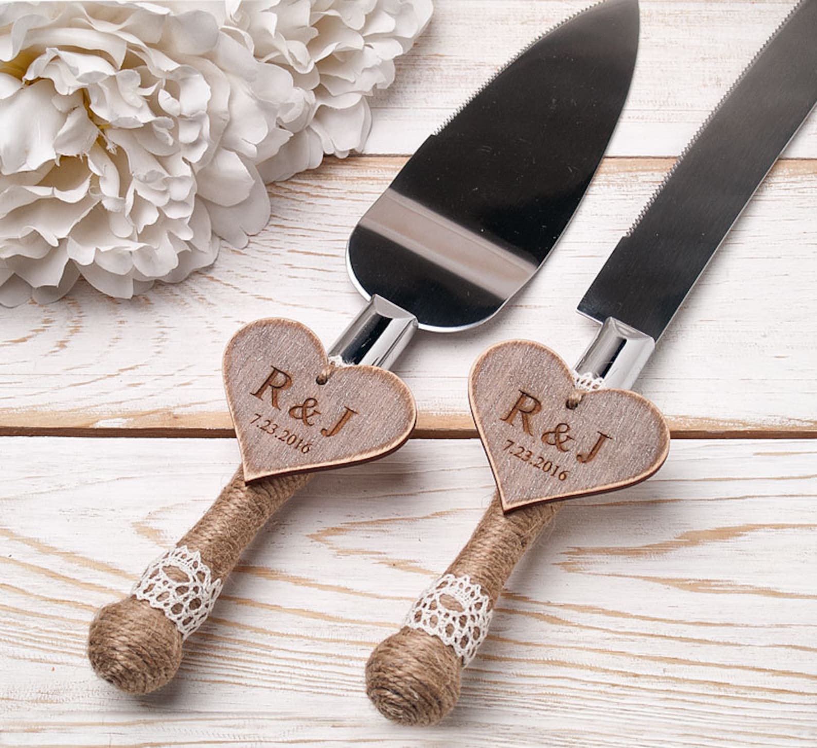 Cake Serving Set Rustic Wedding Cake Cutting Set Wedding Cake Etsy