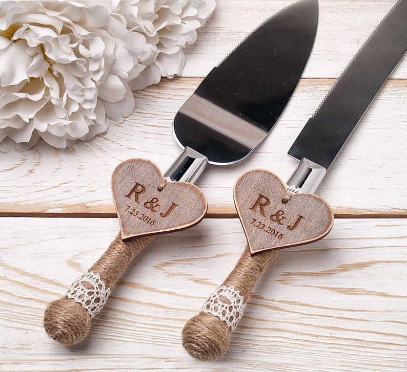 Cake Serving Set Rustic Wedding Cake Cutting Set Wedding Cake Knife Set Wedding Cake Servers Wedding Cake Cutter Cake Decoration image 4