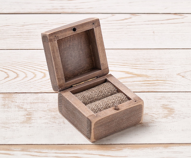 Custom Wedding Ring Box, Wooden Coin Box, Ring Bearer Box, Personalized Ring Box, Ring Holder, Rustic Proposal Box, Ring Gift Box image 4