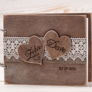 Rustic Wedding Guest Book, Personalized Wooden Guestbook, Adventure Book for Couples, Wedding Photo Album, Wishes Book, Bridal Shower