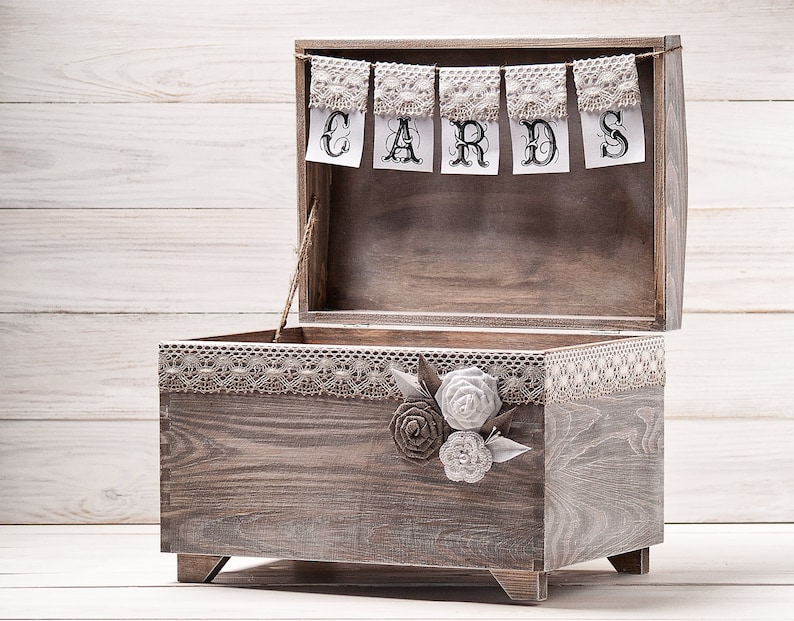Wedding Card Box Rustic Card Holder With Burlap and Lace Cards Etsy