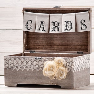 Hochzeit rustikale Karten Box Rose Hochzeit Karte Box rustikale Holz Karte Halter Hochzeit Karte Brust Hochzeit Karte Geschenk-Box mit rustikalen Banner Zeichen