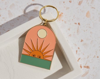 Setting Sun Enamel Keychain