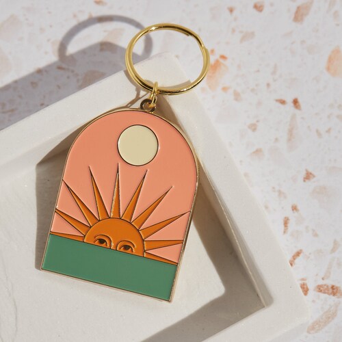 Sun and Sea Enamel Keychain Etsy