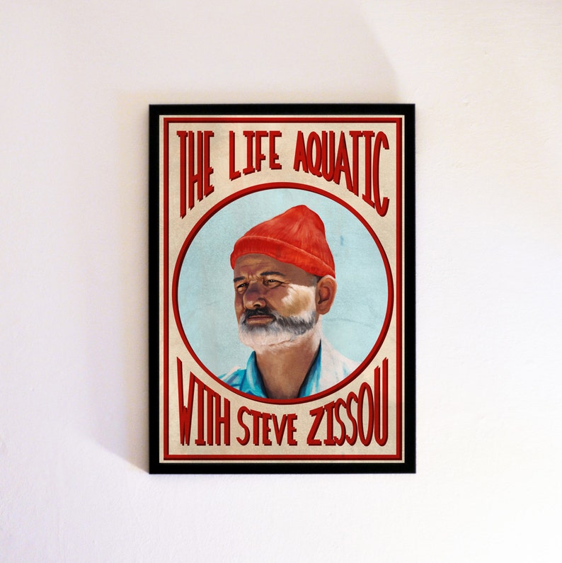 The Life Aquatic with Steve Zissou Inspired Retro Movie Print Wes Anderson A3 A4