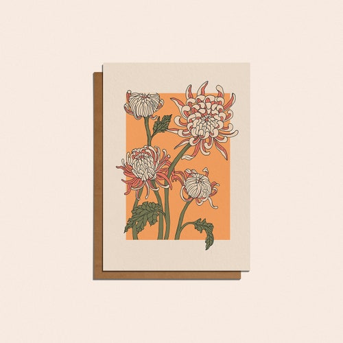 Floral Handdrawn Plain Greetings Card Etsy