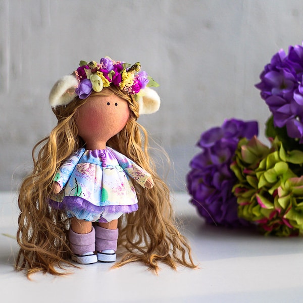 Doll Dolly. Tilda doll. Textile doll. Handmade. Lovely girl.  Сollection La Petite. Сloth doll. Rag doll. Interior doll.