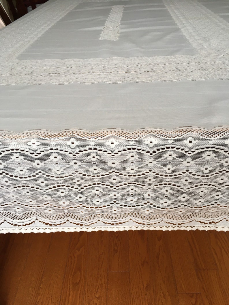 Tablecloth Ivory Cream Color Vintage Lace Large Rectangle Etsy