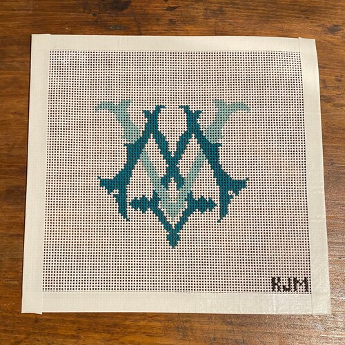 Hand Painted Needlepoint Canvas Monogram Alphabet Beginner Etsy