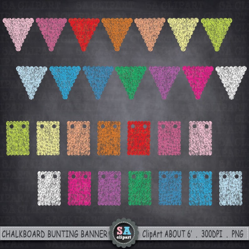 Chalkboard Bunting Banner Clipart Bunting Banner Etsy