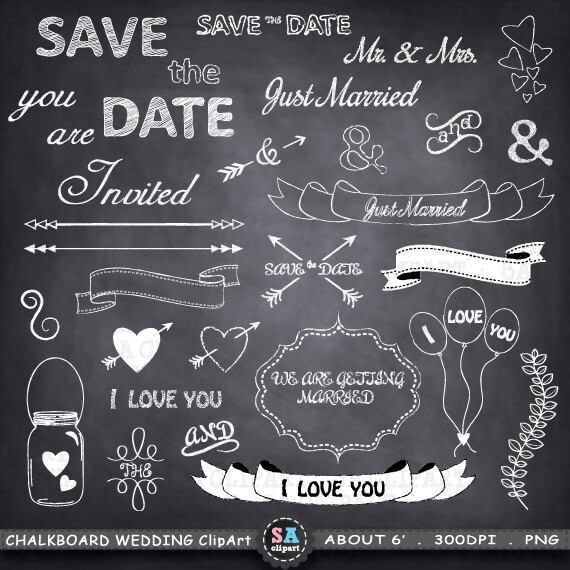 Chalkboard Wedding Clipart Chalkboard Wedding Clip Etsy