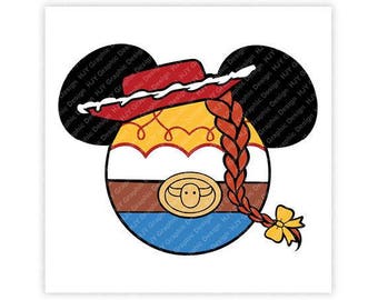 Toy, Story, Jessie, Cowgirl, Minnie, Mouse, Head, Icon, Ears, Digital, Download, TShirt, Cut File, SVG, Iron on, Transfer