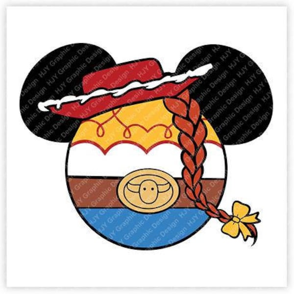 Toy, Story, Jessie, Cowgirl, Minnie, Mouse, Head, Icon, Ears, Digital, Download, TShirt, Cut File, SVG, Iron on, Transfer
