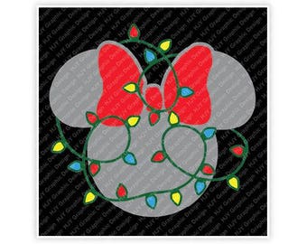 Disney, Christmas, Holiday, Lights, Minnie, Mickey, Mouse, Head, Ears, Digital, Download, TShirt, Cut File, SVG, Iron on, Transfer