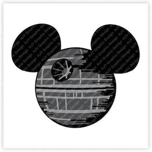 Star, Wars, Death Star, Mickey, Maus, Ohren, Kopf, Icon, Digital, Download, TShirt, Cut File, SVG, Bügelbild, Transfer