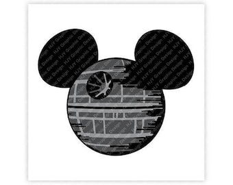 Star, Wars, Death Star, Mickey, Mouse, Ears, Head, Icon, Digital, Download, TShirt, Cut File, SVG, Iron on, Transfer
