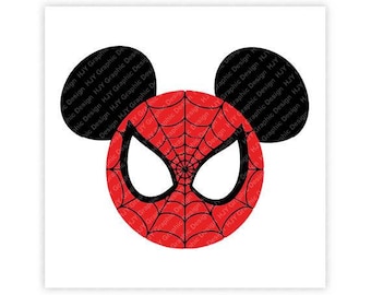 Spiderman, Super Hero, Mickey, Mouse, Head, Icon, Ears, Digital, Download, TShirt, Cut File, SVG, Iron on, Transfer