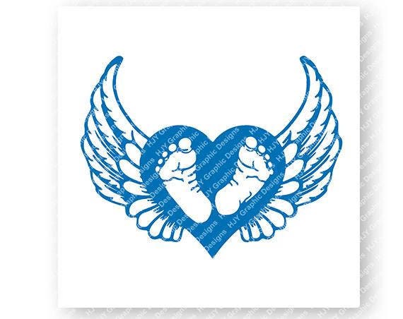Baby Footprints Blue Wings Halo Digital Download | Etsy