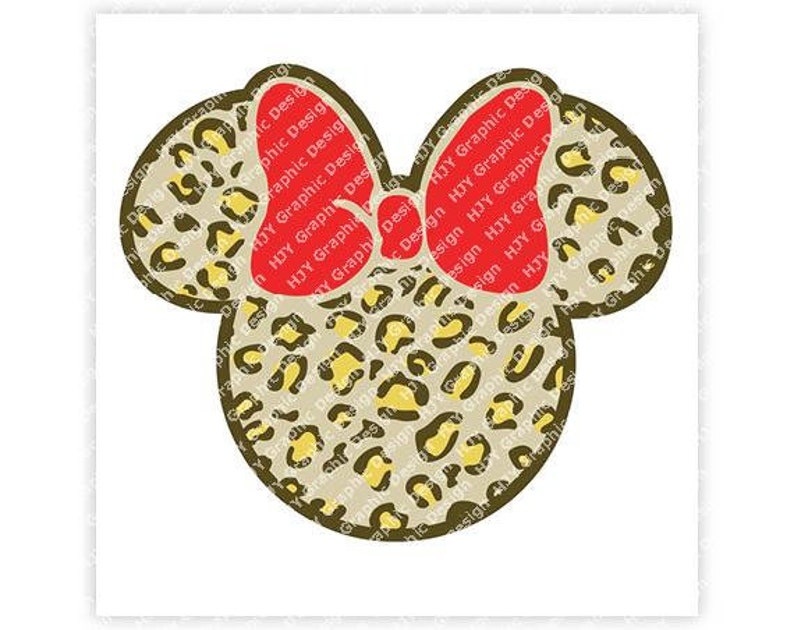 Disney Minnie Mouse Leopard Print Bow Ears Head Icon | Etsy
