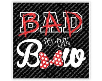 Minnie, Bad to the Bow, Mickey, Mouse, Digital, Download, TShirt, Cut File, SVG, Iron on, Transfer