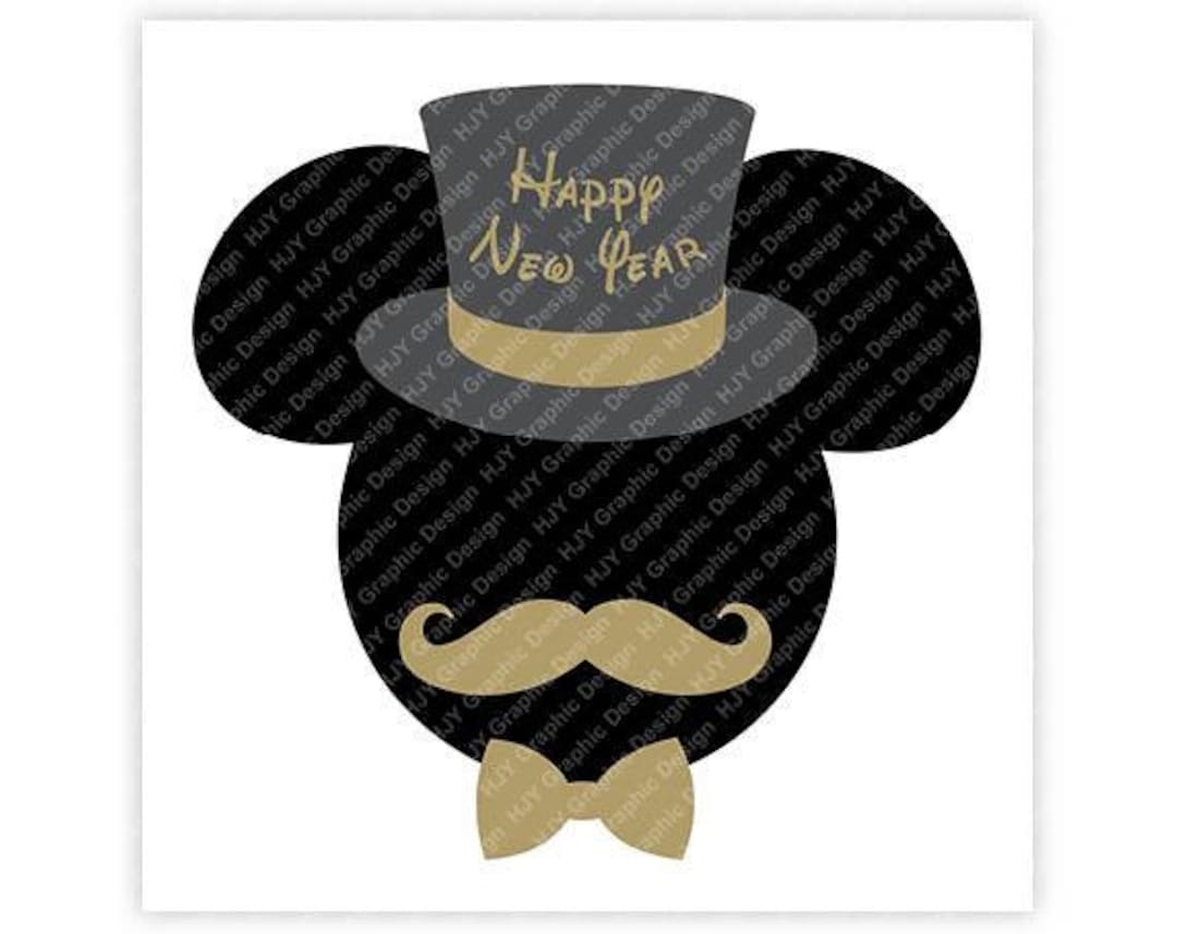 Mickey, Happy New Year, Top Hat, Mustache, Bow Tie, Head, Mouse Ears ...
