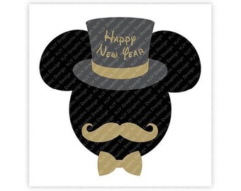 Top Hat Mustache Bow Tie Head 