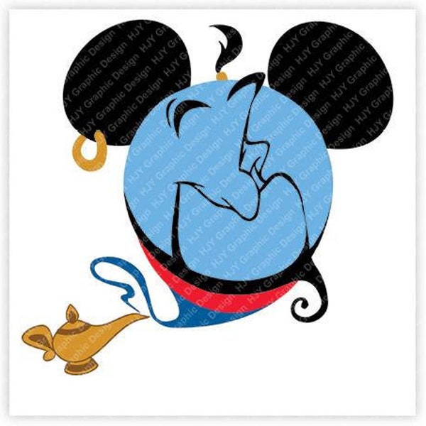 Aladdin, Genie, Lamp, Mickey, Mouse, Ears, Head, Icon, Digital, Download, TShirt, Cut File, SVG, Iron on, Transfer