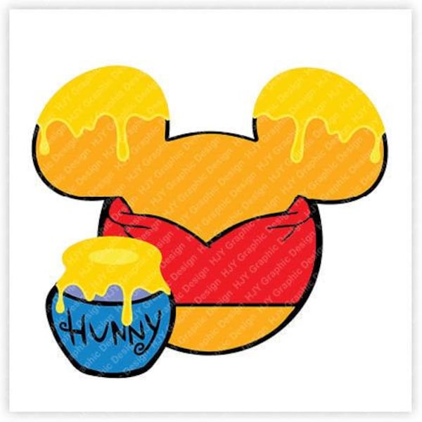 Winnie, Pooh, Mickey, Souris, Tête, Icône, Oreilles, Numérique, Télécharger, TShirt, Fichier coupé, SVG, Fer à repasser, Transfert