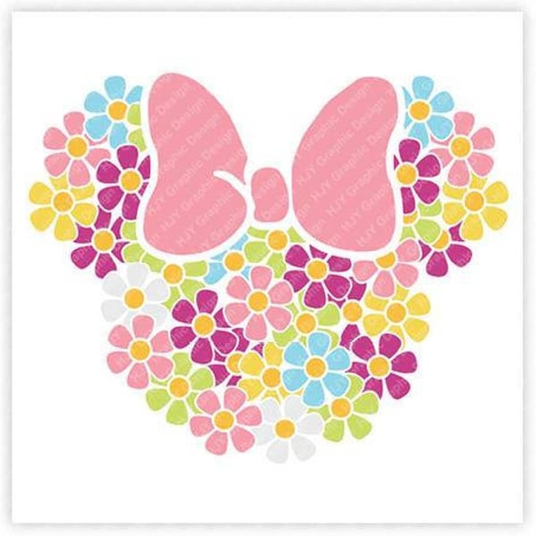 Minnie, Mouse, Daisy, Flower, Bow, Icon, Mickey, Head, Ears, Digital, Download, TShirt, Cut File, SVG, Iron on, Transfer