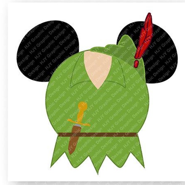 Peter, Pan, Mickey, Mouse, Head, Icon, Ears, Digital, Download, TShirt, Cut File, SVG, Iron on, Transfer