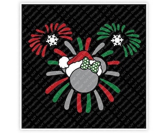 Disney, Christmas, Fireworks, Santa, Snowflake, Minnie, Mouse, Head, Ears, Digital, Download, TShirt, Cut File, SVG, Iron on, Transfer