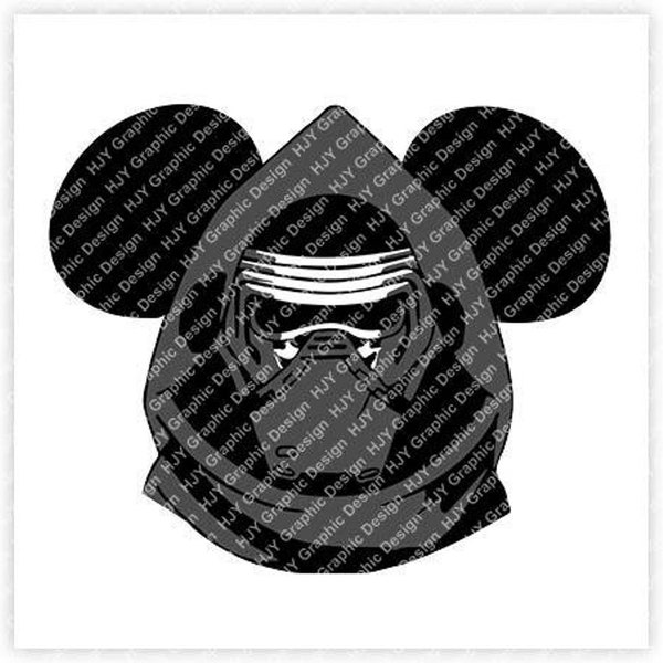 Star, Wars, Kylo Ren, Mickey, Mouse, Ears, Head, Icon, Digital, Download, TShirt, Cut File, SVG, Iron on, Transfer