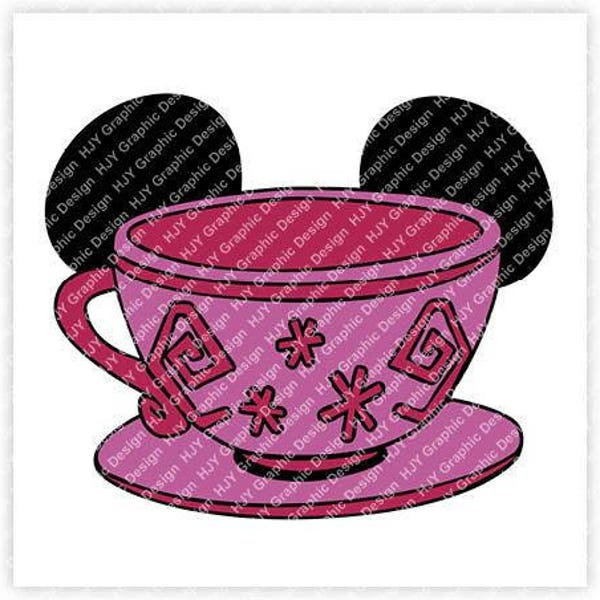 Alice, Wonderland, Tea Cup, Mad, Hatter, Mickey, Mouse, Head, Icon, Ears, Digital, Download, TShirt, Cut File, SVG, Iron on, Transfer