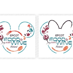 エプコット、食べ物、ワイン、フェスティバル、2024、ミッキー、ミニー、フォーク、スプーン、飲酒、デジタル、ダウンロード、Tシャツ、カットファイル、SVG、アイロン接着、転写