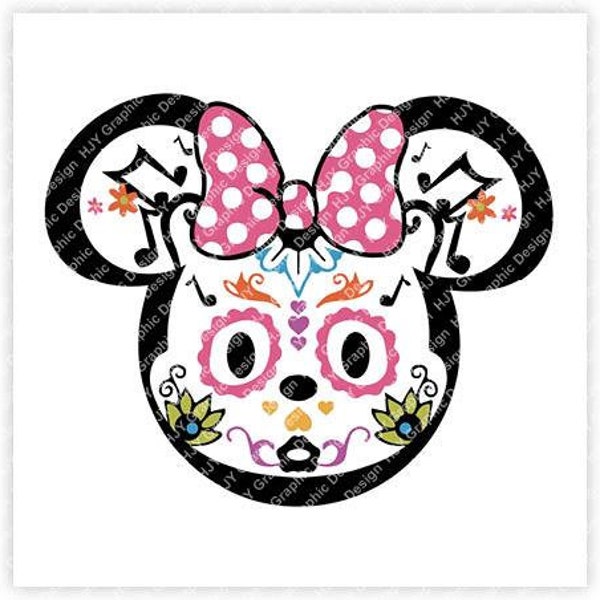 Coco, Sugar Skull, Minnie, Mouse, Head, Icon, Ears, Digital, Download, TShirt, Cut File, SVG, Iron on, Transfer