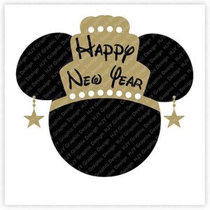 Minnie, Happy New Year, Krone, Stern, Ohrringe Kopf, Mausohren, Digital, Download, Plotterdatei, SVG, Aufbügeln, Übertragen