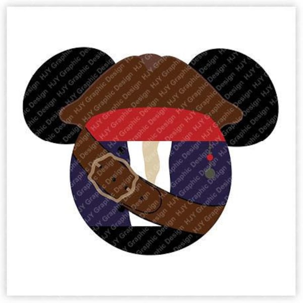 Jack Sparrow, Pirate, Mickey, Mouse, Head, Icon, Ears, Digital, Download, TShirt, Cut File, SVG, Iron on, Transfer