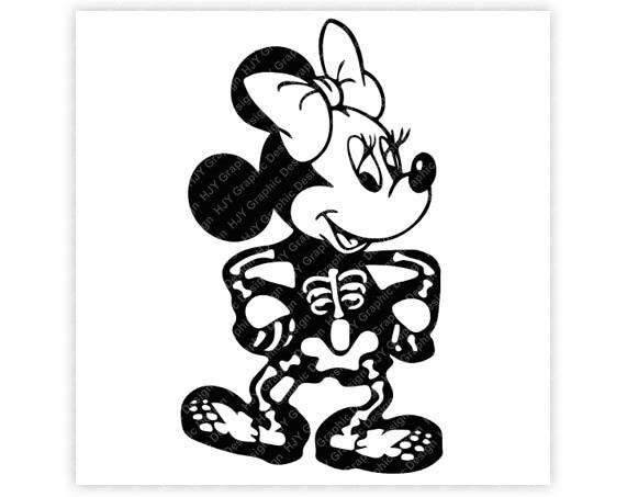 Disney, Skeleton, Skull, Halloween, Minnie Mouse Head, Mouse Ears, Di…