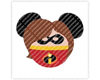 Incredibles, Mrs. Incredible, Minnie, Mouse, Head, Icon, Ears, Digital, Download, TShirt, Cut File, SVG, Iron on, Transfer