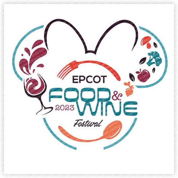 Epcot, Food, Wine, Festival, 2023, Minnie, Fork, Spoon, Drinking, Digital, Download, TShirt, Cut File, SVG, Iron on, Transfer