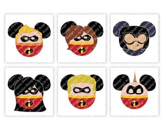 Incredibles, Family, Mickey, Minnie, Mouse, Ears, Head, Icon, Digital, Download, TShirt, Cut File, SVG, Iron on, Transfer
