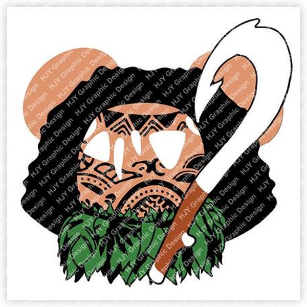 Moana, Maui, Demigod, Hook, Mickey, Mouse, Head, Icon, Ears, Digital, Download, TShirt, Cut File, SVG, Iron on, Transfer