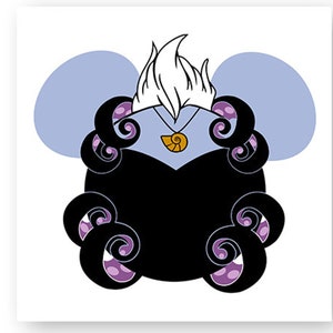 Méchant, Ursula, Little, Mermaid, Minnie, Souris, Oreilles, Numérique, Télécharger, TShirt, Fichier coupé, SVG, Fer à repasser, Transfert