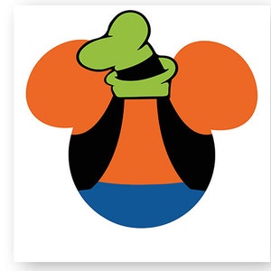 May include: A cartoon character with large orange ears, a green hat, and a black and blue outfit.