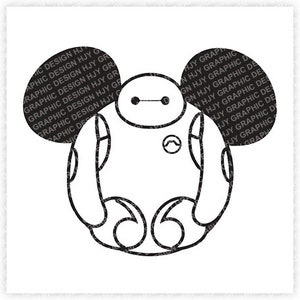 Baymax, Big Hero 6, Mickey, Ohren, Digital, Download, TShirt, geschnittene Datei, SVG, Bügelbild, Transfer