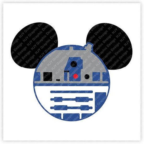 Star, Wars, R2D2, Mickey, Mouse, Head, Icon, Ears, Digital, Download, TShirt, Cut File, SVG, Iron on, Transfer