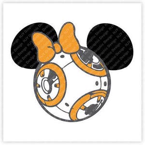 Star, Wars, BB8, Minnie, Muis, Hoofd, Pictogram, Oren, Digitaal, Download, TShirt, Cut File, SVG, Strijken op, Overdracht