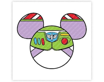 Toy, Story, Buzz, Lightyear, Space, Mickey, Mouse, Head, Icon, Ears, Digital, Download, TShirt, Cut File, SVG, Iron on, Transfer